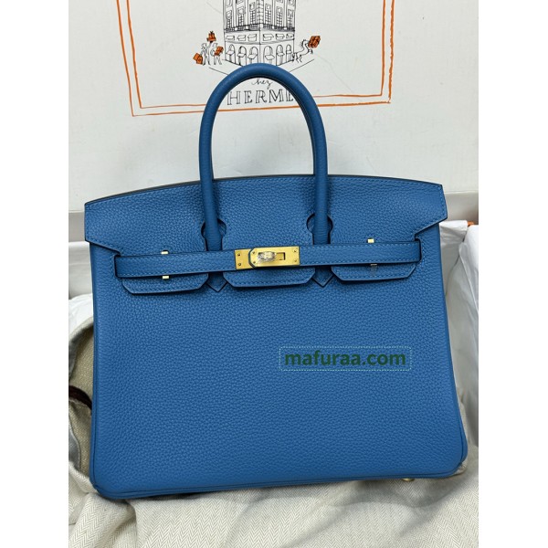 Birkin25 togo Blue zanzibar B3  Gold Hardware  Togo 