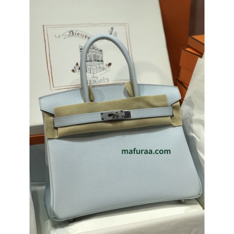 Birkin30 08/Blue Pale Epsom Silver Hardware