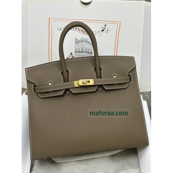 Birkin 25cm 18/Étoupe Grey  Epsom Gold Hardware