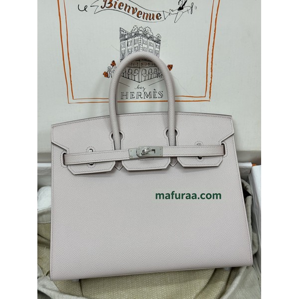 Birkin 25cm 9W/Crocus  Epsom Silver Hardware
