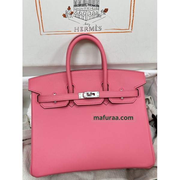 Birkin25cm 8W/Rose Azalee swift  Silver Hardware