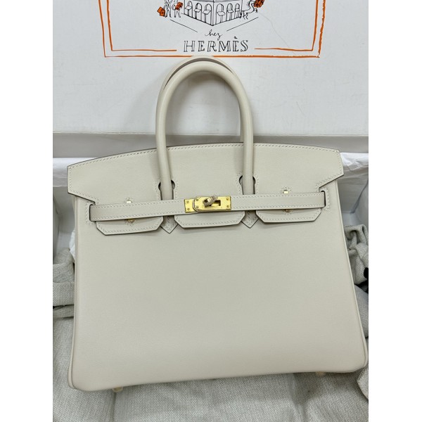 Birkin25cm 10/Craie  swift   Gold Hardware