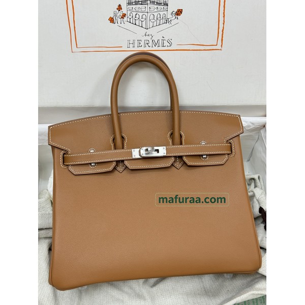 Birkin25cm 37 /Gold   swift  Silver Hardware