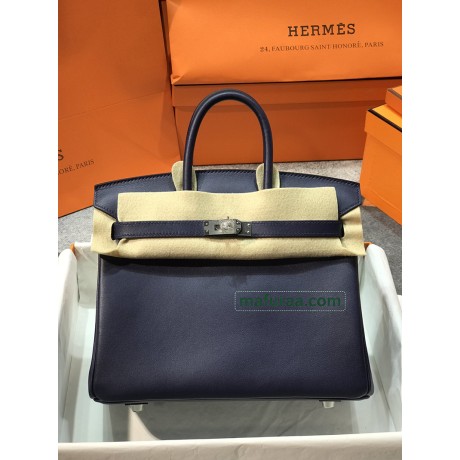 Birkin25cm 73/Blue Saphir  swift Silver Hardware