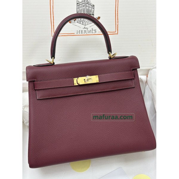 Kelly28cm K1/Rouge Grenat   Togo Gold Hardware