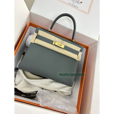 Kelly28cm 63/Vert Amande Togo  Gold Hardware