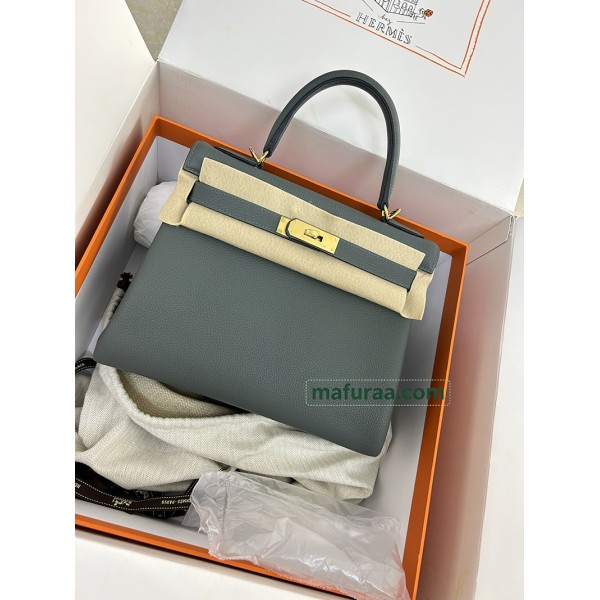 Kelly28cm 63/Vert Amande Togo  Gold Hardware