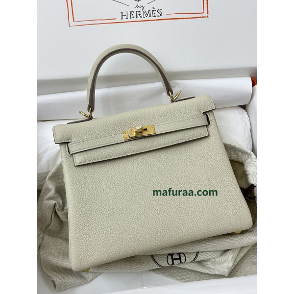 Kelly28cm 10/Craie  Togo Gold Hardware