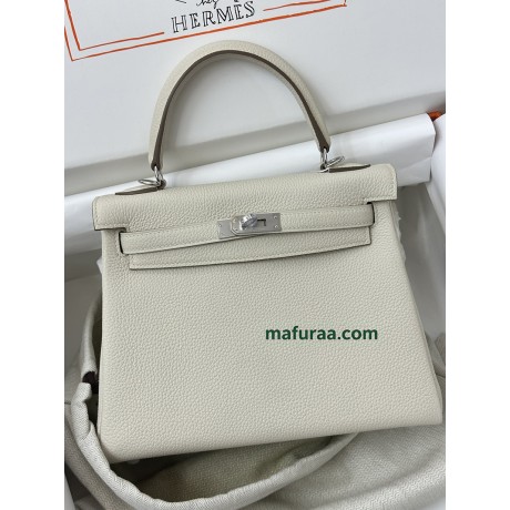 Kelly28cm 10/Craie Togo Silver Hardware