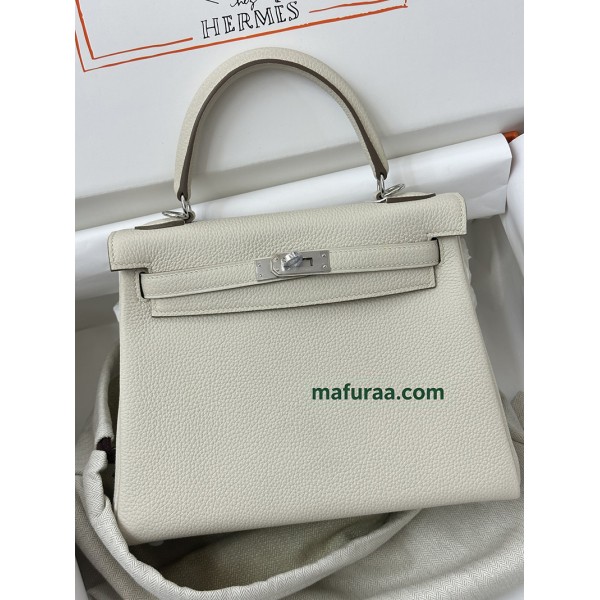 Kelly28cm 10/Craie Togo Silver Hardware