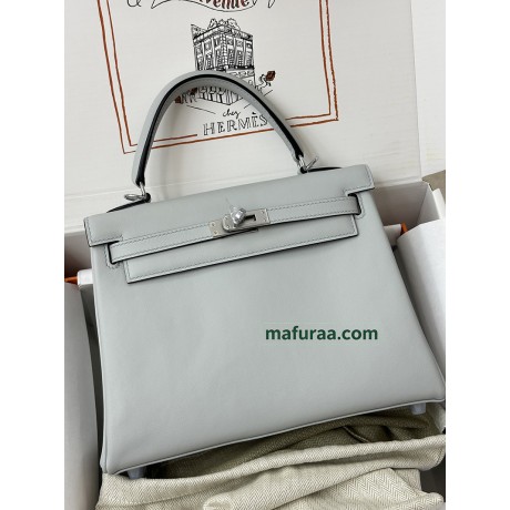 Kelly25cm 7R/Azur  swift  Silver Hardware