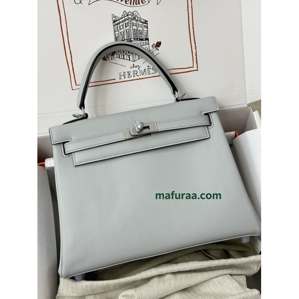 Kelly25cm 7R/Azur  swift  Silver Hardware