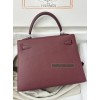 Kelly25cm 55/Rouge H   Epsom Silver Hardware