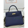Kelly25cm 73/Blue Saphir  Epsom Gold Hardware