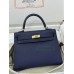 Kelly25cm 73/Blue Saphir Epsom Gold Hardware