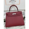 Kelly25cm K1/Rouge Grenat Epsom Silver Hardware
