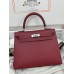 Kelly25cm K1/Rouge Grenat Epsom Silver Hardware
