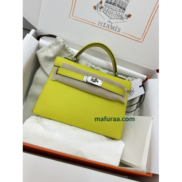 mini Kelly 9R/Lime   Chevre Silver Hardware