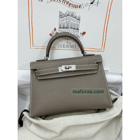 mini Kelly 18/Étoupe Grey (Étoupe)   Chevre