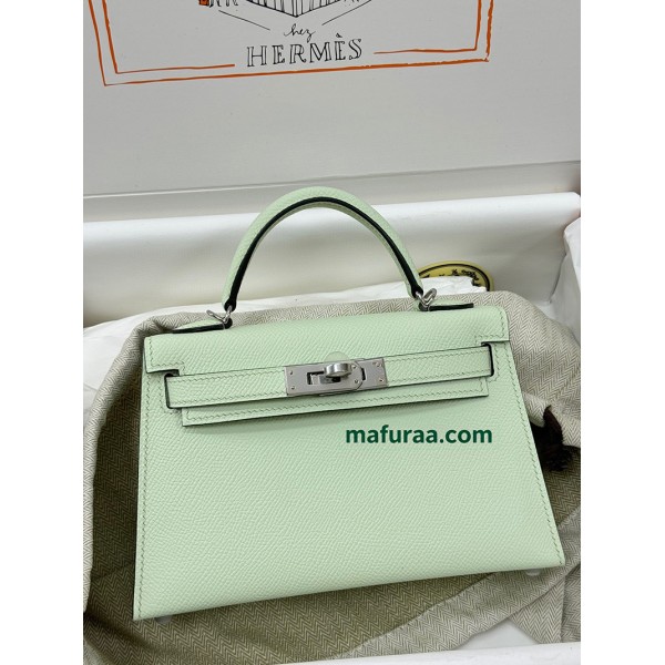 mini Kelly 0S vertdeau   Hermes Vert fizz epsom  Silver Hardware
