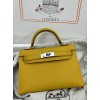 mini Kelly  9D/Jaune Ambre  Epsom Silver Hardware