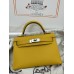 mini Kelly 9D/Jaune Ambre Epsom Silver Hardware