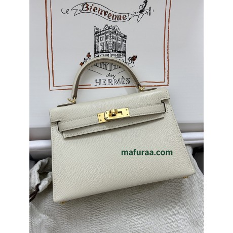 mini Kelly 10/Craie   Epsom Gold Hardware