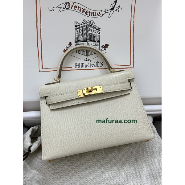 mini Kelly 10/Craie   Epsom Gold Hardware