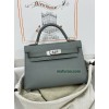 mini Kelly  63//Vert Amande  Epsom Silver Hardware