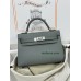 mini Kelly 63//Vert Amande Epsom Silver Hardware
