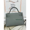 mini Kelly  63//Vert Amande  Epsom Silver Hardware