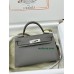 mini Kelly 0L/ Gris Meyer Epsom Silver Hardware
