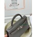 mini Kelly 0L/ Gris Meyer Epsom Silver Hardware