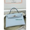mini Kelly 7R/Azur Epsom Silver Hardware