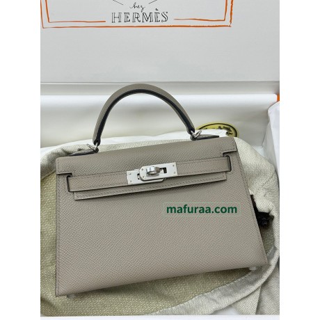mini Kelly M8/Gris Asphalt   Epsom Silver Hardware