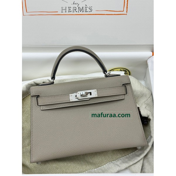 mini Kelly M8/Gris Asphalt   Epsom Silver Hardware