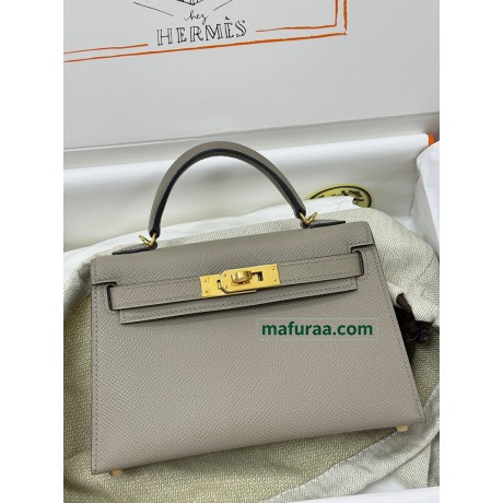 mini Kelly M8/Gris Asphalt   Epsom Gold Hardware