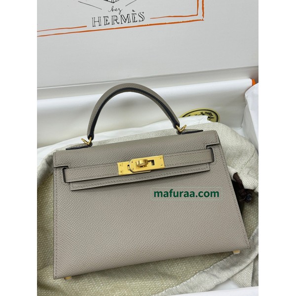 mini Kelly M8/Gris Asphalt   Epsom Gold Hardware