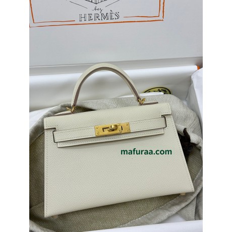 mini Kelly 10/Craie Epsom Gold Hardware