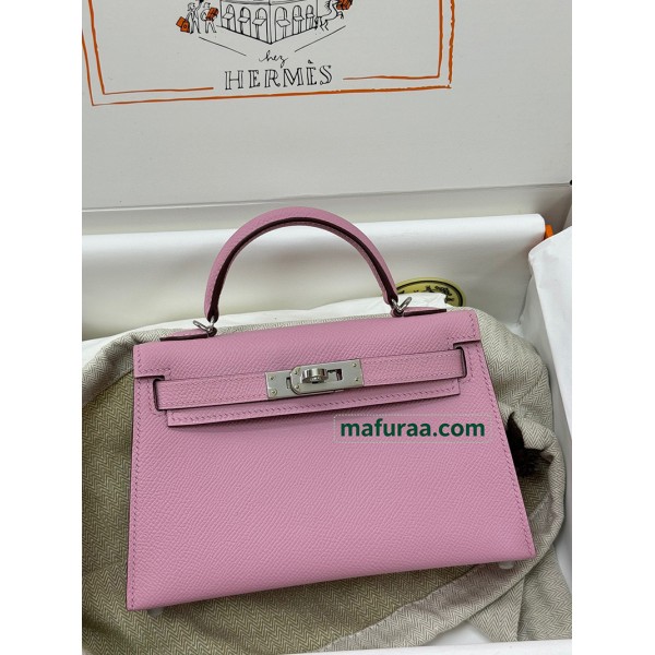 mini Kelly X9/Mauve Sylvestre   Epsom Silver Hardware