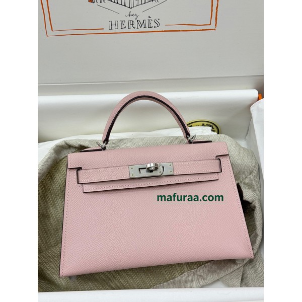 mini Kelly 3Q/Rose Sakura   Epsom Silver Hardware