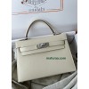 mini Kelly  10/Craie  Epsom Silver Hardware