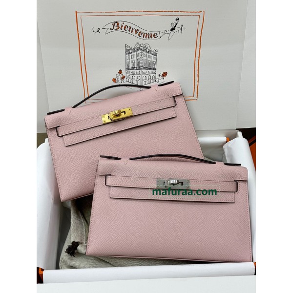 Kelly Pochette 3Q/Rose Sakura  Epsom Silver Hardware