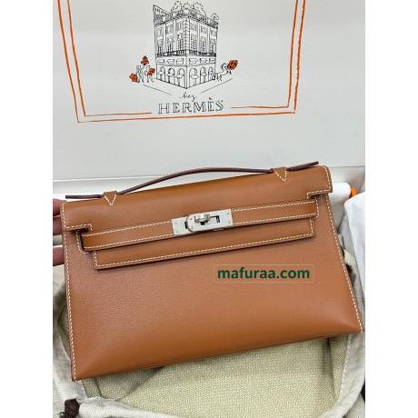 Kelly Pochette 37/Gold  swift  Silver Hardware