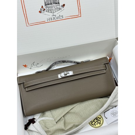 Kelly cut 31cm 18/Étoupe Grey (Étoupe)  swift  Silver Hardware