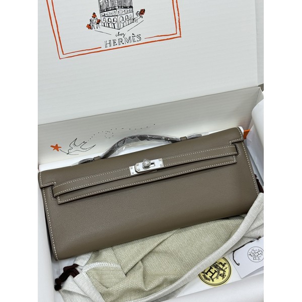 Kelly cut 31cm 18/Étoupe Grey (Étoupe)  swift  Silver Hardware