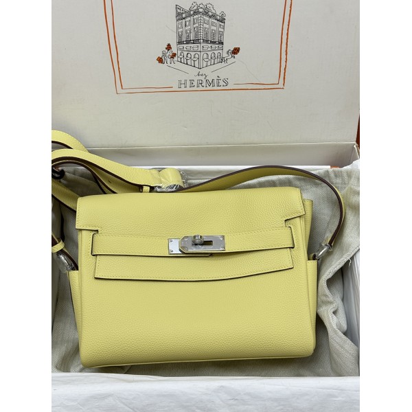 Kelly messenger 25cm 1Z/Jaune Poussin   Silver Hardware